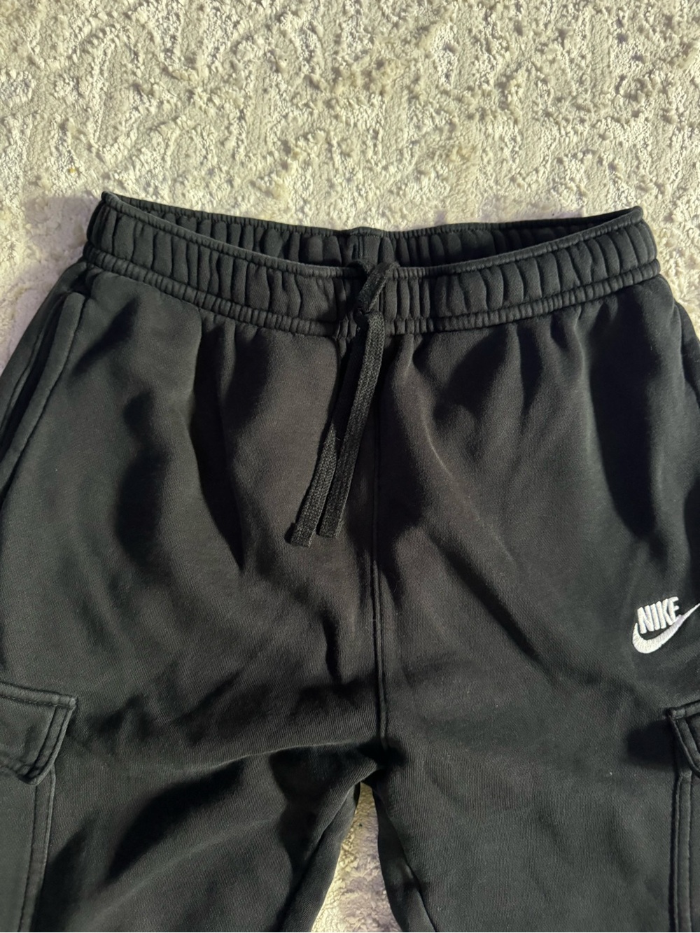 Nike womens small Black Cargo Sweatpants with White Swoosh - Picture 3 of 5